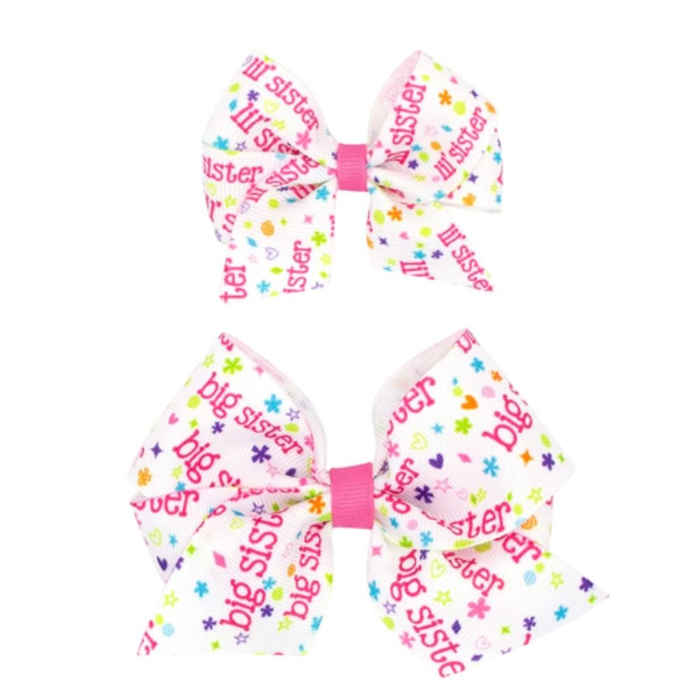 PLH Two Pack Printed Bows - Small Big Sister and Small/Mini Big & Lil Sister